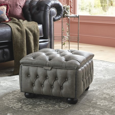 Buttoned Pouffe Box - Sale from Sofas by Saxon UK