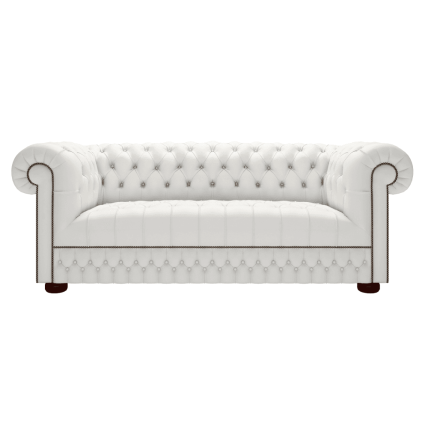 Belgravia 3 Seater Sofa Vogue Brilliant White Renaissance Studs - In Stock from Sofas by Saxon UK