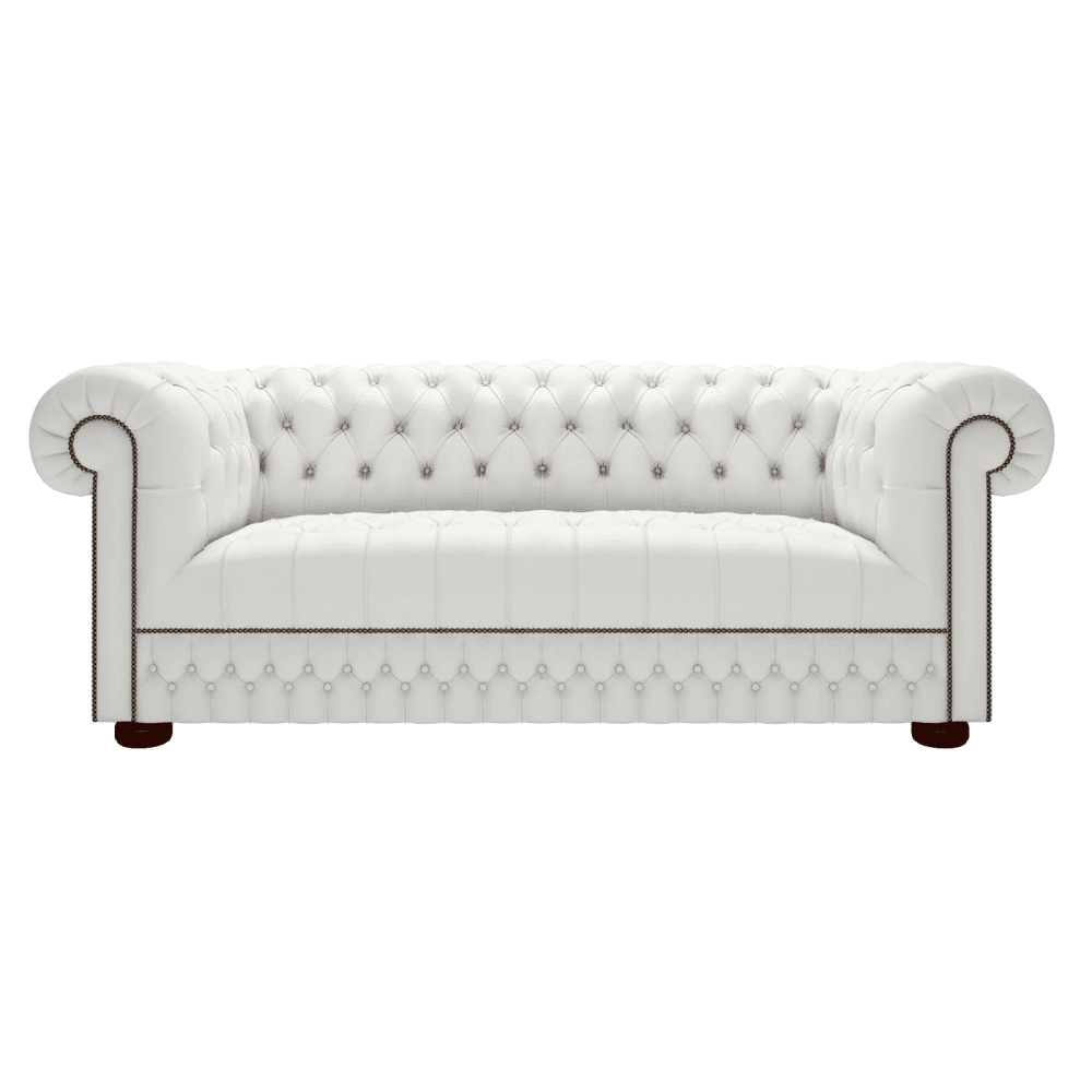 Belgravia 3 Seater Sofa Vogue Brilliant White Renaissance Studs - In Stock from Sofas by Saxon UK