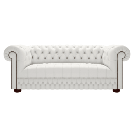 Belgravia 3 Seater Sofa Vogue Brilliant White Renaissance Studs - In Stock from Sofas by Saxon UK