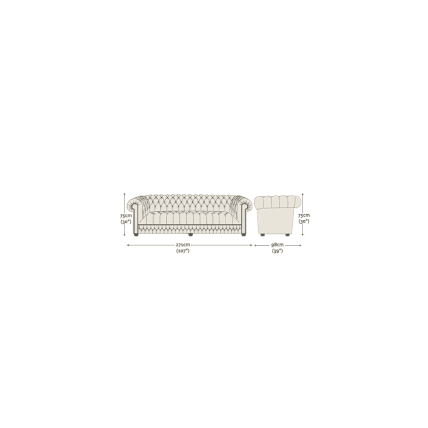 Belgravia 4 Seater Sofa Amalfi Storm Chrome Studs - In Stock from Sofas by Saxon UK
