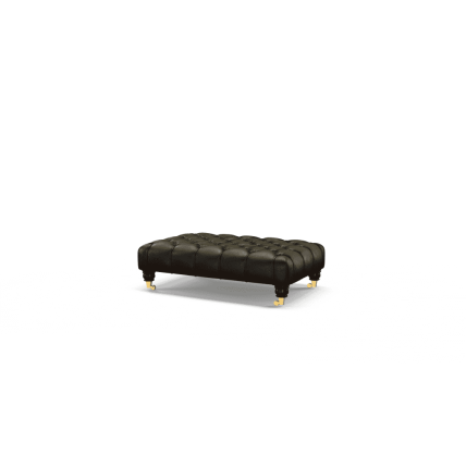 Pimlico Footstool Antique Olive Dark Oak Chrome Castors - In Stock from Sofas by Saxon UK